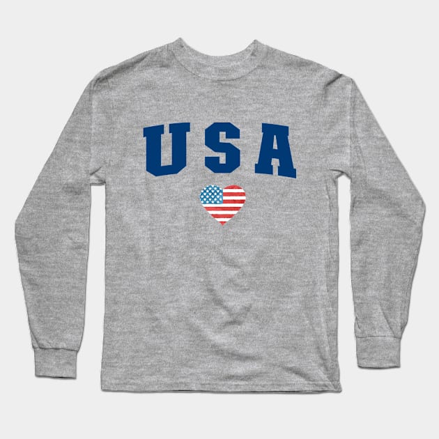 USA Star United States of America with the flag in heart love shaped Long Sleeve T-Shirt by ActivLife